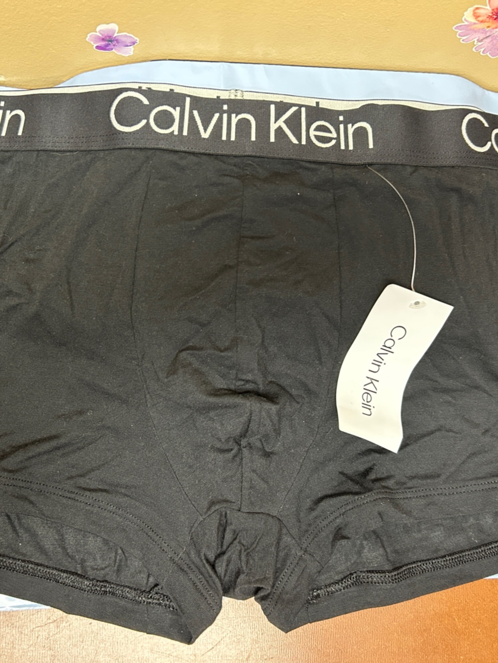 Calvin Klein Black Men’s Stretch Boxer Briefs with Logo Waistband-XL